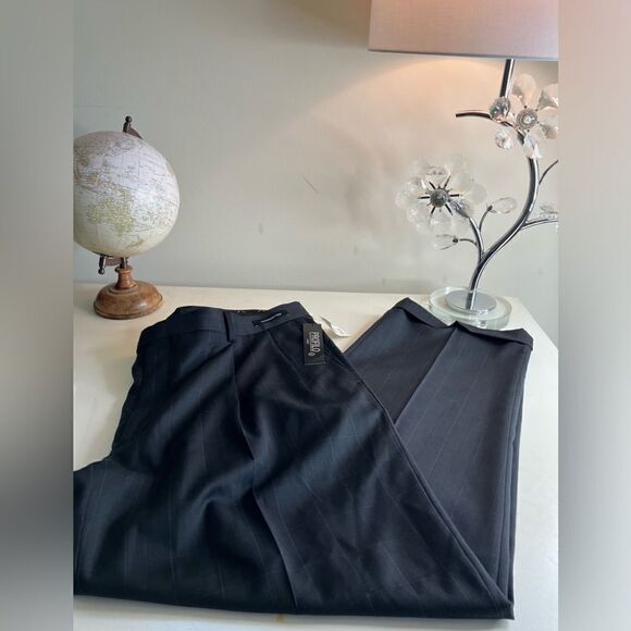 NWT PROFILO 42 x 32 Black Windowpane Unisex Wool Dress PANTS - Picture 1 of 12